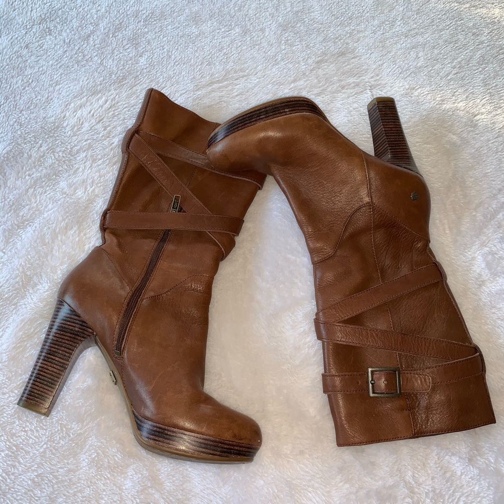 UGG brown ladies leather boots.